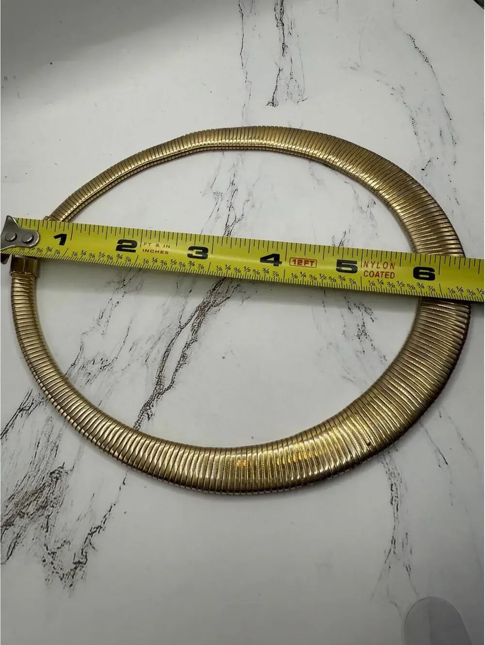 Vintage Golden Glamour Ribbed Collar 13” Necklace - Picture 6 of 6